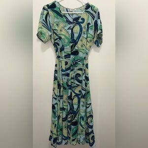 Elegant Green and Blue Patterned Dress By Orientique Naturally Australian